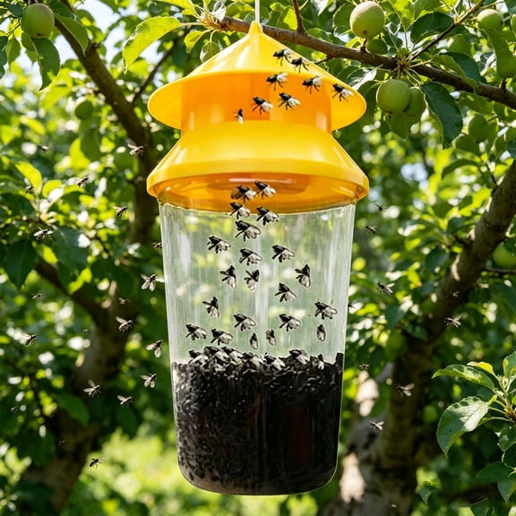 2Pack Fly Trap Outdoor, Fly Traps Outdoor Hanging, Reusable Fly Trap for Patio, Insect Bug Catcher Killer for All Filth Flies with Ties, Outside Bug Control Yard Ranch