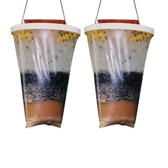 2Pack Fly Traps Outdoor Fly Bags Fly Catchers Outdoors Disposable Outdoor Hanging Fly Killer Flying Insect Trap for Outdoor Indoor Home Patio
