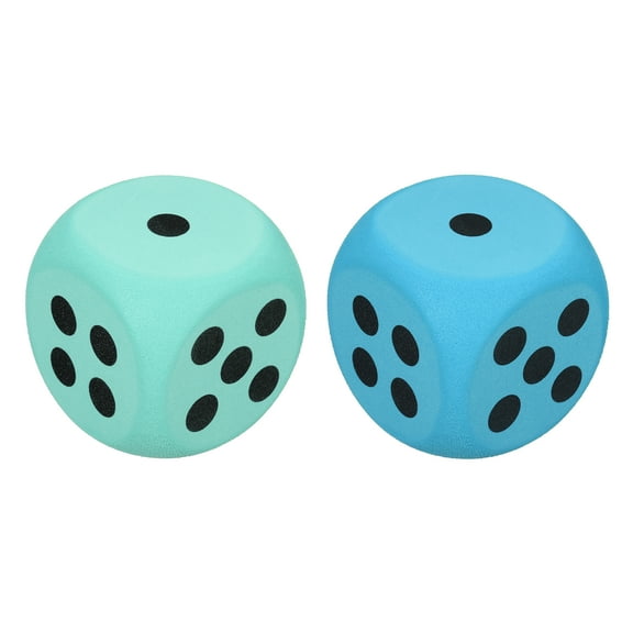 2Pack Foam Dice, 3.8cm/1.5inch Eva 6-Sided Dice Stress Ball Squeezable Blocks for Board Games Relieve Stress Anxiety (Blue, Green)