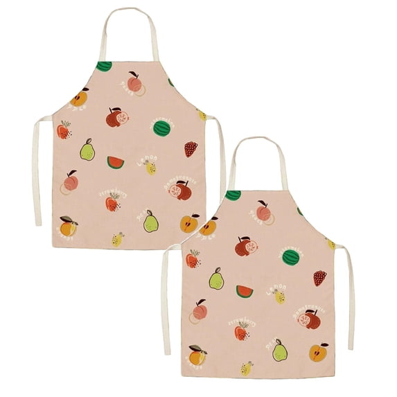 2Pack Fruit Patterned Kitchen Apron – Durable Polyester Bib Apron Stain & Lightweight Non Adjustable Fit For Everyday Cooking Baking & Grilling Unisex Design For Adults Apron Sleeve 17.7"X22.0"