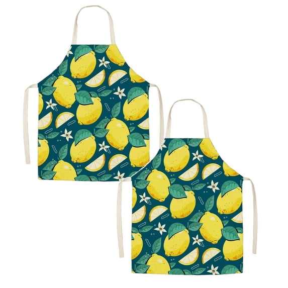 2Pack Fruit Patterned Kitchen Apron – Durable Polyester Bib Apron Stain & Lightweight Non Adjustable Fit For Everyday Cooking Baking & Grilling Unisex Design For Adults Apron Sleeve 17.7"X22.0"