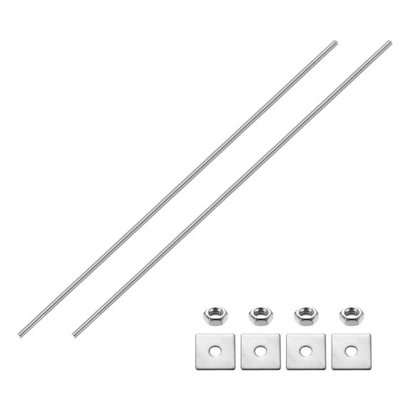 2Pack Fully Threaded Rod, M4 x 400mm 304 Stainless Steel with Nuts Washers