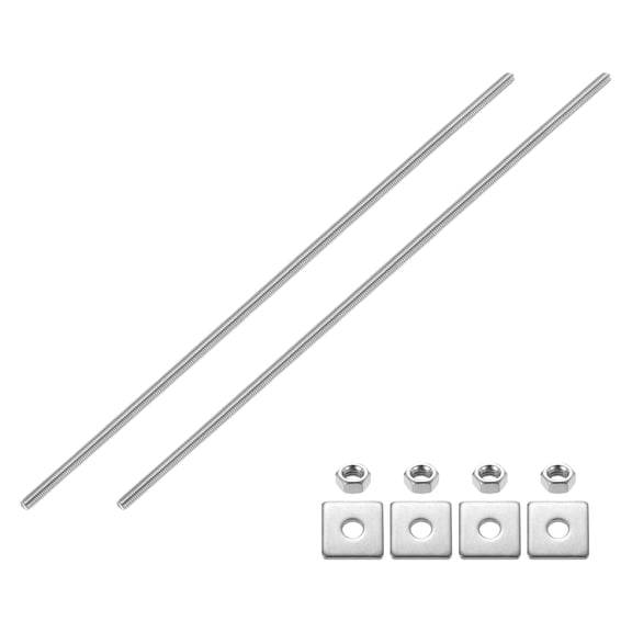 2Pack Fully Threaded Rod, M6 x 300mm 304 Stainless Steel with Nuts Washers