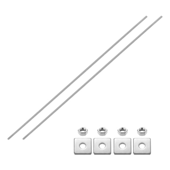 2Pack Fully Threaded Rod, M6 x 500mm 304 Stainless Steel with Nuts Washers