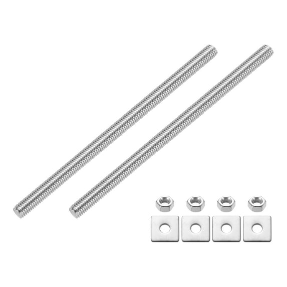 2Pack Fully Threaded Rod, M8 x 130mm 304 Stainless Steel with Nuts Washers