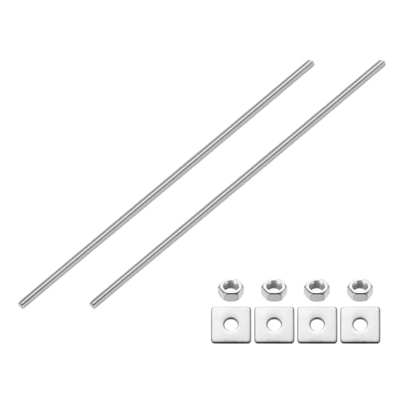 2Pack Fully Threaded Rod, M8 x 250mm 304 Stainless Steel with Nuts Washers