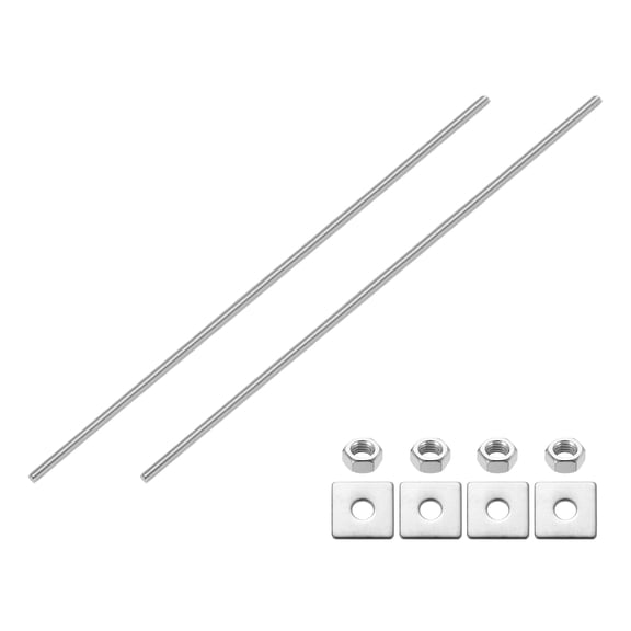 2Pack Fully Threaded Rod, M8 x 300mm 304 Stainless Steel with Nuts Washers