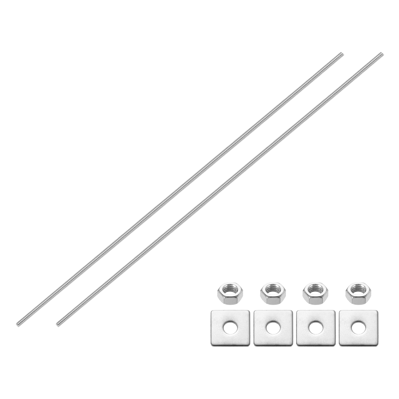 2Pack Fully Threaded Rod, M8 x 500mm 304 Stainless Steel with Nuts Washers