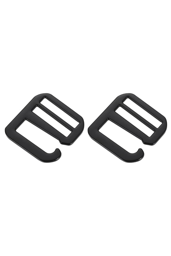 2Pack G-Hook Webbing Buckles, 25mm Flat Tri-Glide, Black