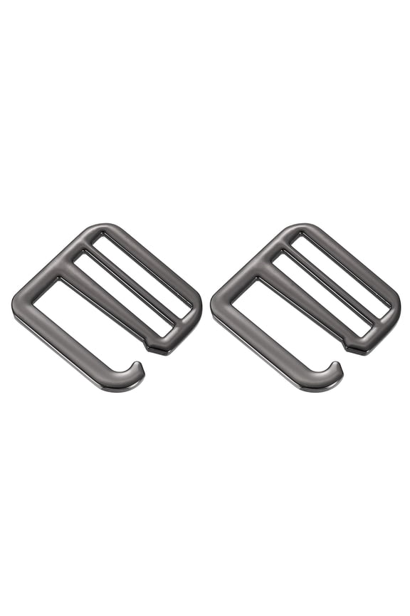 2Pack G-Hook Webbing Buckles, 32mm Flat Tri-Glide, Metallic Black