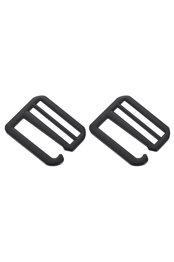 2Pack G-Hook Webbing Buckles, 38mm Flat Tri-Glide, Black