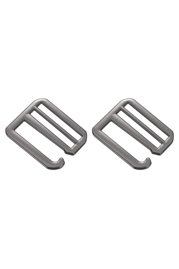 2Pack G-Hook Webbing Buckles, 38mm Flat Tri-Glide, Metallic Black