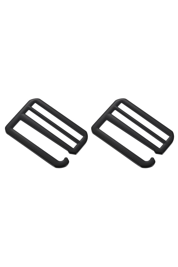 2Pack G-Hook Webbing Buckles, 50mm Flat Tri-Glide, Black