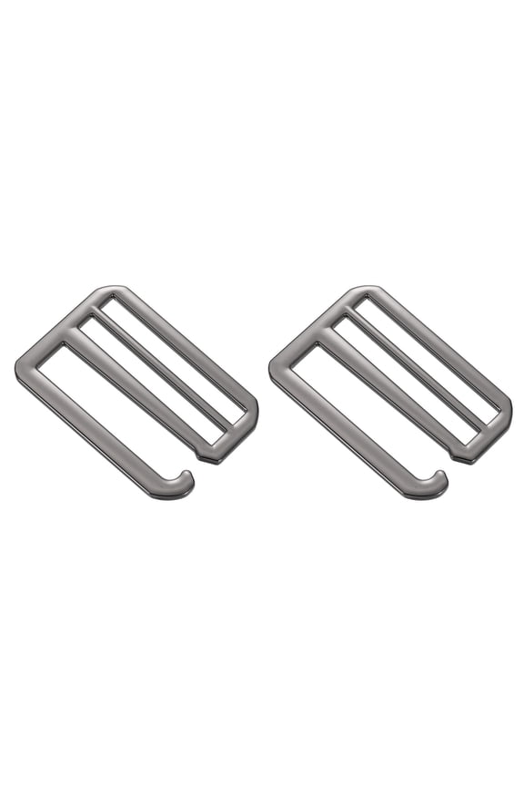 2Pack G-Hook Webbing Buckles, 50mm Flat Tri-Glide, Metallic Black