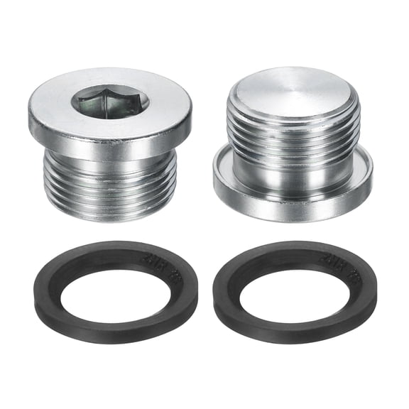 2 Pack G3/4x14 Inner Hex Head Pipe Fitting Plug, Universal Carbon Steel Thread Socket Plug with Black O-Ring for Terminate Pipe Ends or Replacement Drains