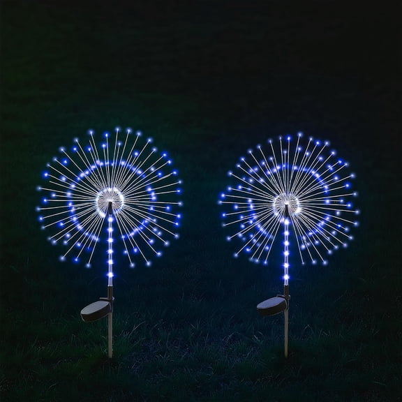2Pack Garden Decoration Solar Outdoor Light with 240 LEDs, Waterproof Solar Firework Lights Modes: Flashing and Stable, Suitable for Outdoor, Yard, Pathway , Landscape Decoration(Blue)
