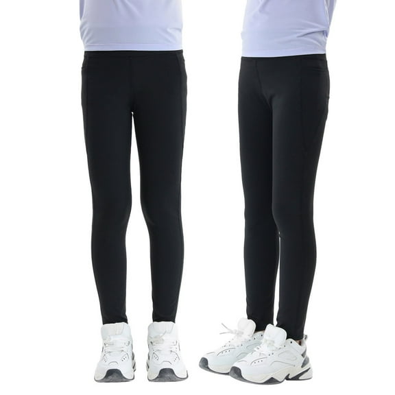 2Pack Girls Athletic Leggings Kids Dance Workout Running Yoga High Waisted Tights Leggins Pants with Pocket 4-12Y