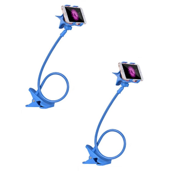 2Pack Gooseneck Cell Phone Holder Flexible For Desk Long Arm Mobile Phone Stand With Clip For Headboard & Bedside | Flexible Phone Stand Lazy Bracket Mount Clamp Fixing Clip 75cm Blue Home Tools