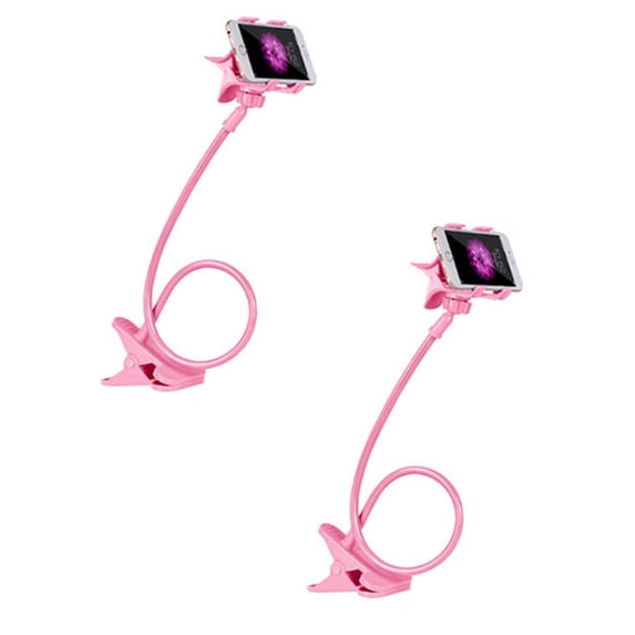 2Pack Gooseneck Cell Phone Holder Flexible For Desk Long Arm Mobile Phone Stand With Clip For Headboard & Bedside | Flexible Phone Stand Lazy Bracket Mount Clamp Fixing Clip 75cm Pink Home Tools