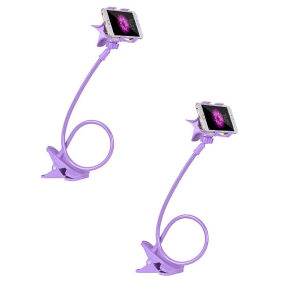 2Pack Gooseneck Cell Phone Holder Flexible For Desk Long Arm Mobile Phone Stand With Clip For Headboard & Bedside | Flexible Phone Stand Lazy Bracket Mount Clamp Fixing Clip 75cm Purple Home Tools