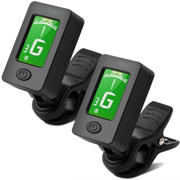 2Pack Guitar Tuner Clip on Digital Electronic Tuner for Guitar, Bass, Ukulele, Violin, Mandolin,Black