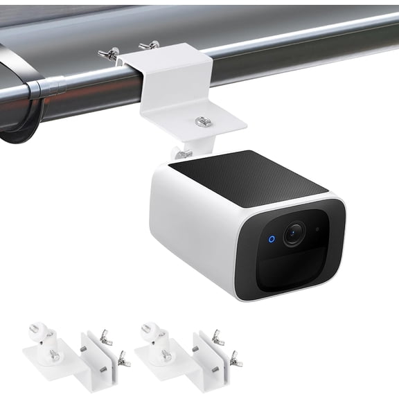 2Pack Gutter Mount Compatible with eufy Security SoloCam S220/C210, eufyCam 2C/2C Pro/S3 Pro, 3/S330, 2/2 3C/S300, 360Adjustable Weatherproof Mounting Bracket for Eufy Camera - White