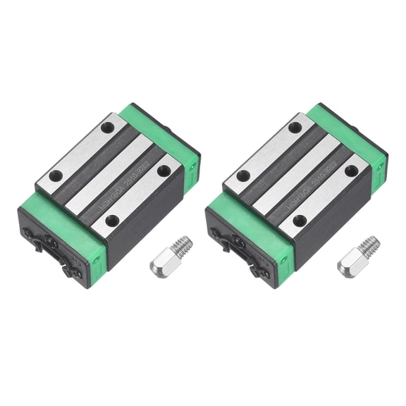 2Pack HGH15CA Linear Slider Block, Linear Slider Bearing Carriage Block with Grease Fitting for Guideway Rail CNC Machine Parts 3D Printer, Black