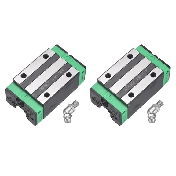 2Pack HGH25CA Linear Slider Block, Linear Slider Bearing Carriage Block with Grease Fitting for Guideway Rail CNC Machine Parts 3D Printer, Black