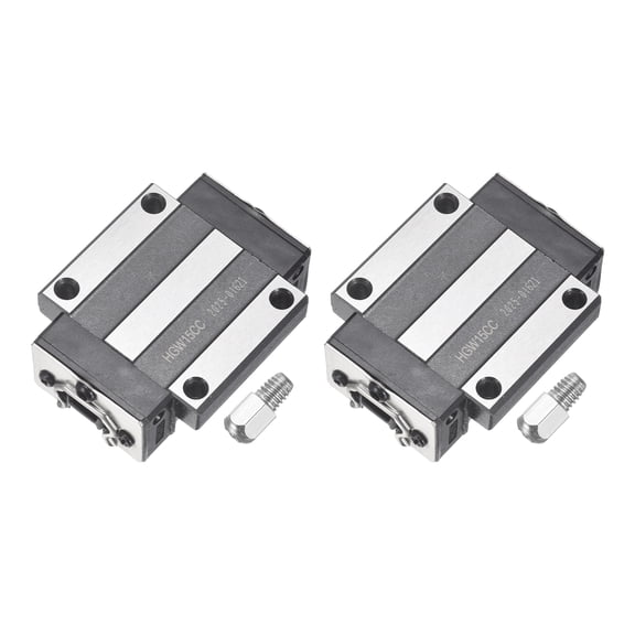 2Pack HGW15CC Linear Slider Block, Linear Slider Bearing Carriage Block with Grease Fitting for Guideway Rail CNC Machine Parts 3D Printer, Silver