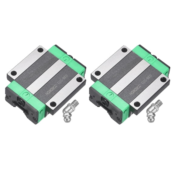 2Pack HGW20CC Linear Slider Block, Linear Slider Bearing Carriage Block with Grease Fitting for Guideway Rail CNC Machine Parts 3D Printer, Black