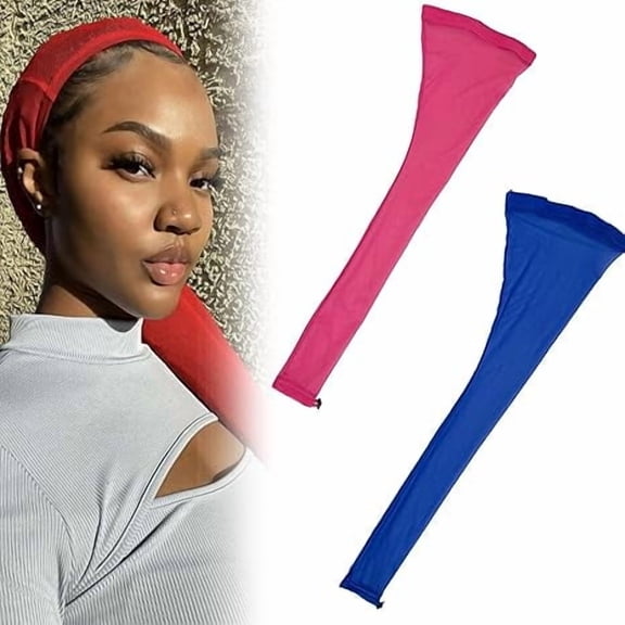 2Pack Hair Weave Sleeve for Locs with Drawstring, Loc Sleeve for Dreadlocks Women, Hairweave Sleeve for Locs, with Elastic Band for Bun Faux Hair(Hot Pink)