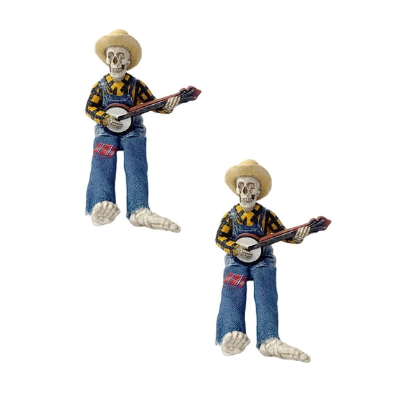 2Pack Halloween Decorations Funny Animated Skeletons Halloween Musical Skeletons Country Skeleton Musicians Desktop Ornament