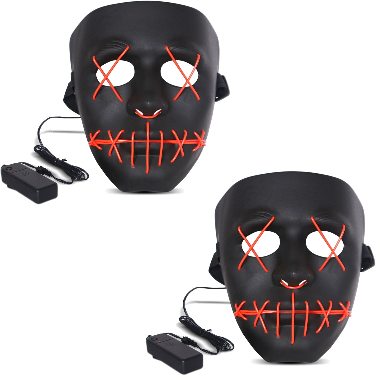 2Pack Halloween Mask LED Light up Mask for Festival Cosplay Halloween ...