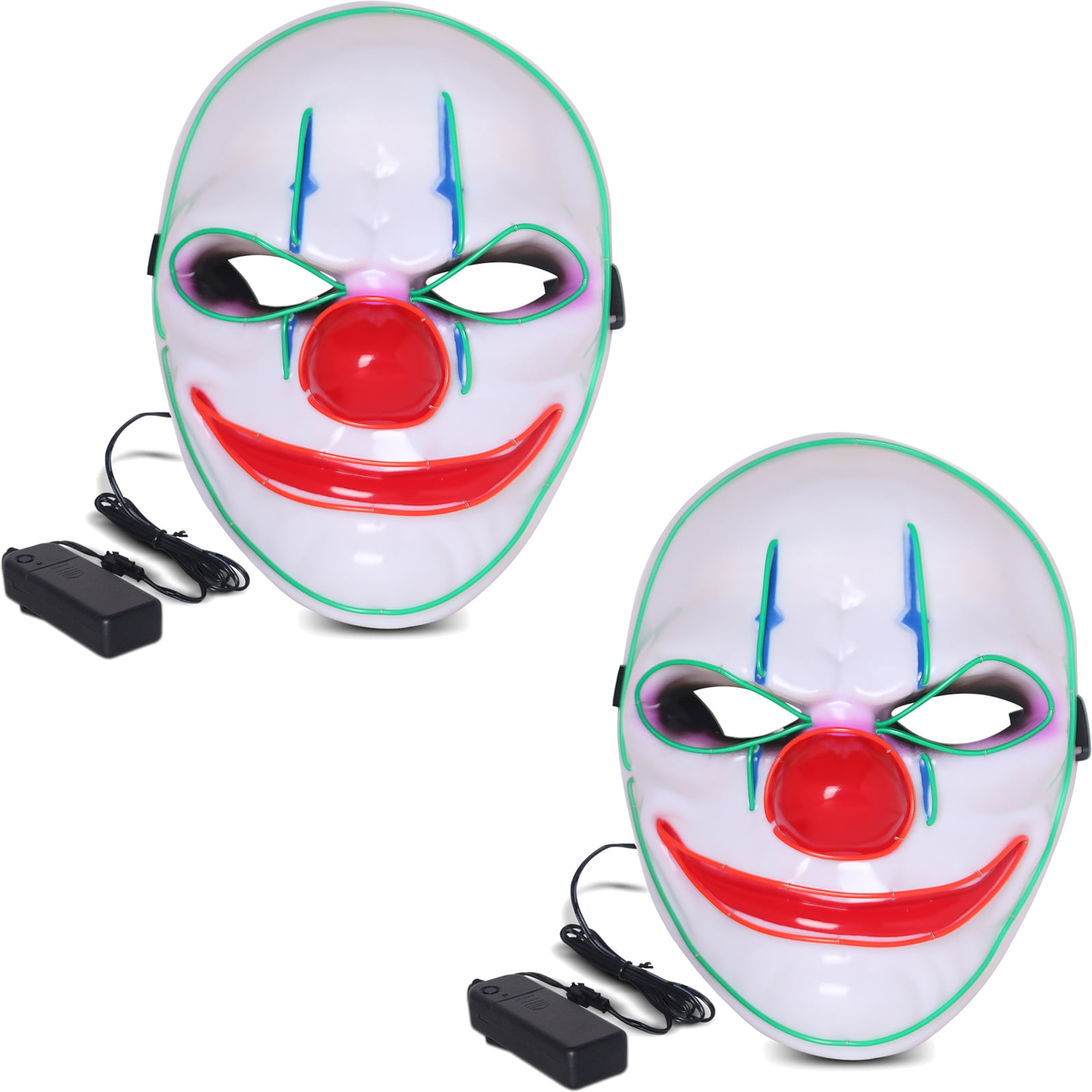 2Pack Halloween Mask LED Light up Mask for Festival Cosplay Halloween ...