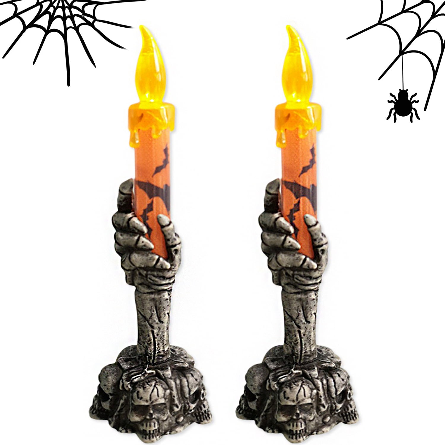 Fun Costumes Ancient Skull Candle Decoration with Red Light Up Eyes, Spooky Creepy Halloween Decor Flameless Battery Operated