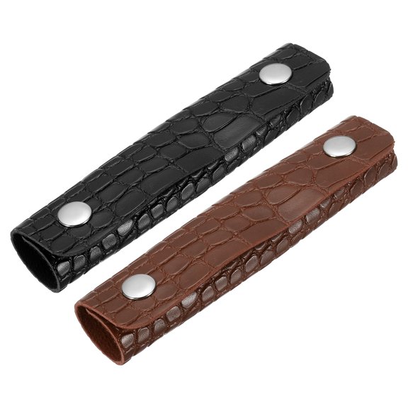 2Pack Handbag Handle Cover, Alligator Pattern PU Leather Luggage Handle Wrap Grip Cover Protector for Tote Bag Purse Suitcase Travel Bag, Brown/Black