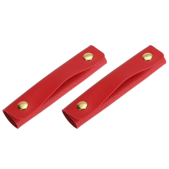 2Pack Handbag Handle Wrap Covers, PU Leather Luggage Grip Protector for Suitcases, Shopping Bag (Red)