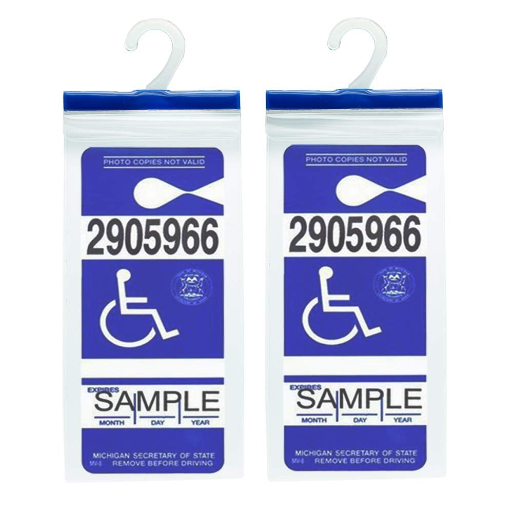 2Pack Handicap Placard Protector with Larger Hook, Clear, Easy Car Hang