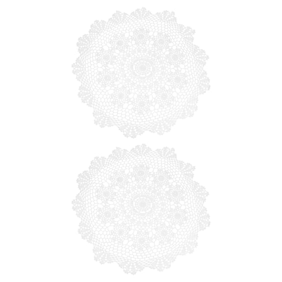 2Pack Handmade Crochet Placemats, 20inch Round Retro Table Mat Sunflower, White