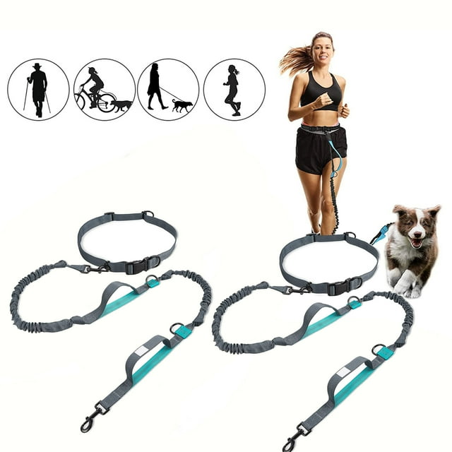 2Pack Hands Free Dog Walking Belt Ajustable Lead Dog Leash Waist Belt Pet Reflective Dog Leash