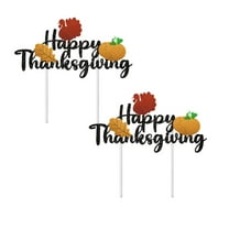 2Pack Happy Thanksgiving Cake Topper Cake Toppers Thanksgiving Turkey Pumpkin Maple Leaf Thanksgiving Theme Birthday Party Supplies 1Pc Cake Inserts Home Decor