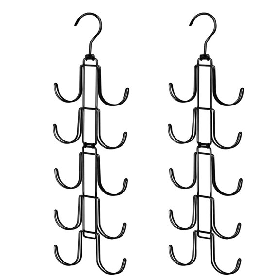 2Pack Hat Organizer for Closet, Foldable Caps Rack with 10 Rotatable Large Hooks, Holds Up to 40 Baseball Caps Metal
