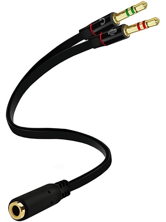 2Pack Headphone Splitter For Computer 3.5mm Female to 2 Dual 3.5mm Male Headphone Mic Audio Y Splitter Cable Smartphone Headset to PC Adapter