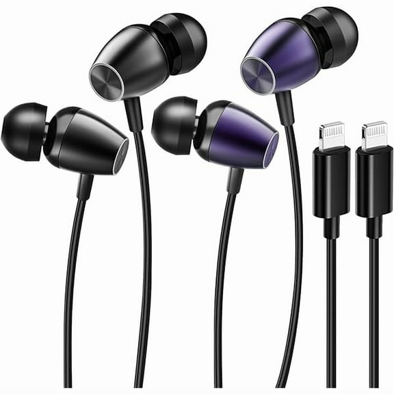 2Pack-Headphones for iPhone,Earbuds Wired Earphones with Built-in Microphone & Volume Control, Compatible with iPhone 14/13/12/11 Pro Max/Xs Max/XR/X/7/8 Plus
