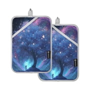 2Pack Heat-Resistant Quilted Cotton Potholders - Stylish Kitchen Grips for Hot Pots & Pans Ovens A Beautiful Tree Of Life
