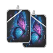 2Pack Heat-Resistant Quilted Cotton Potholders - Stylish Kitchen Grips for Hot Pots & Pans Ovens A Stunning Butterfly