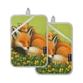 thumbnail image 1 of 2Pack Heat-Resistant Quilted Cotton Potholders - Stylish Kitchen Grips for Hot Pots & Pans Ovens Big and Little Fox, 1 of 7