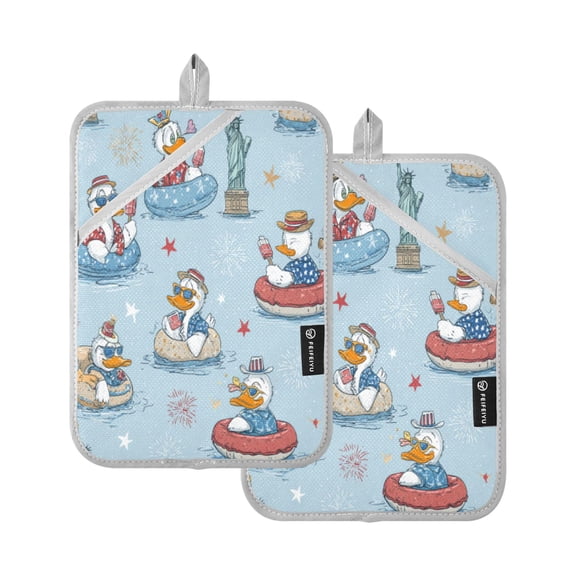 2Pack Heat-Resistant Quilted Cotton Potholders - Stylish Kitchen Grips for Hot Pots & Pans Ovens Swimming Pool Mania
