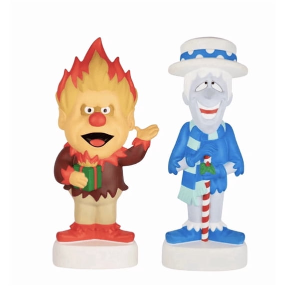 2Pack Heat and Snow Miser LED Lighted Blow Mold Outdoor Christmas Decor, Retro Holiday Figure for Outdoor Lawn, Porch, Yard and Christmas in July Display