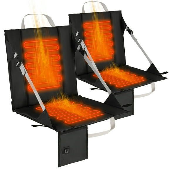 2Pack Heated Stadium Seat for Bleachers with Back and CushionPortable 3 Gear Heating Heated Cushion for Outdoor Stadium Events, Camping, Hunting, Fishing